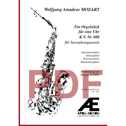 MOZART Wolfgang Amadeus: Ein Orgelstück für eine Uhr, KV 608 MOZART Wolfgang Amadeus: Ein Orgelstück für eine Uhr, KV 608