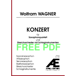 WAGNER Wolfram: Konzert für Saxophonquartett und Streichorchester mit Schlaginstrumenten